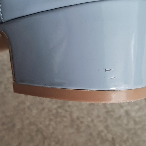 ALDO Lovely Blue Grey Patent Shoes - Pointy Toe, Ankle Strap, Cushion Insole - Picture 15 of 17